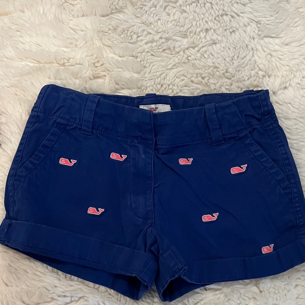 Vineyard Vines Dark Blue Shorts with Pink Whale Design